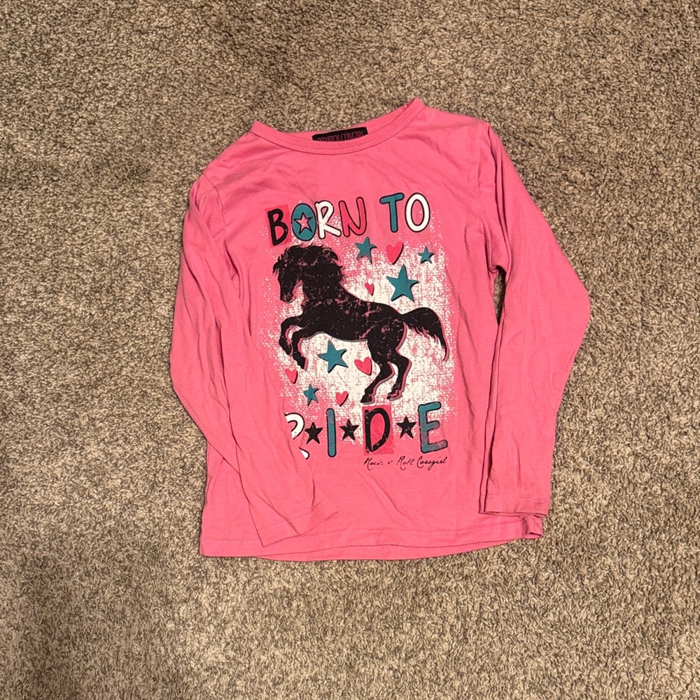 Rock & Roll Cowgirl Pink 'Born to Ride' Long Sleeve Tee